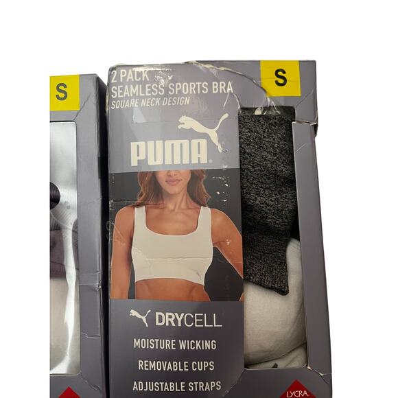 Puma Seamless Sports Bra 2-Pack (Size S) White/Gray Only - Picture 6 of 9